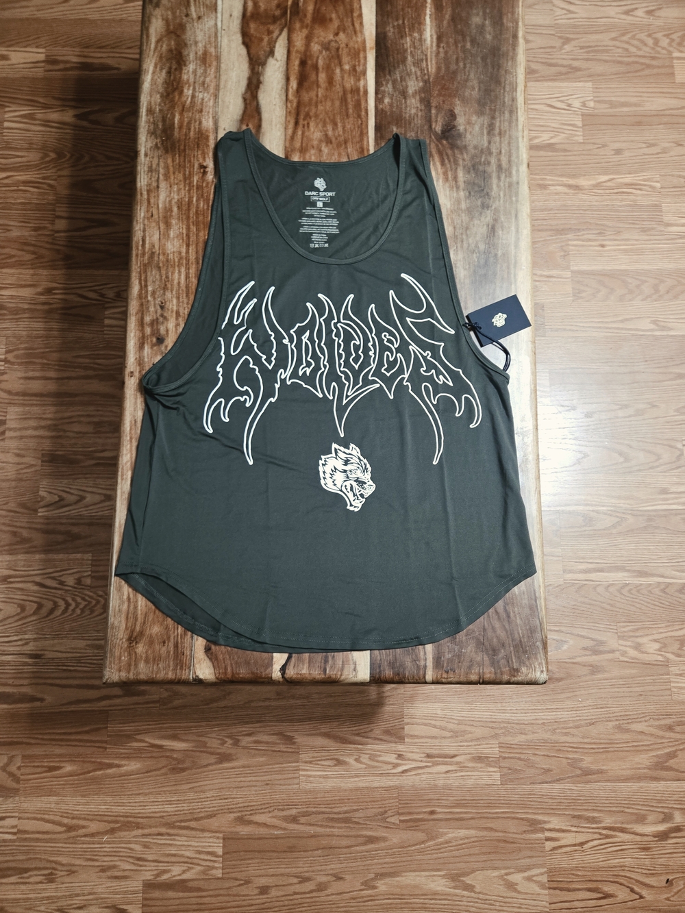 Darc Sport -Dry Wolf- Men's Olive Green Graphic Tank Top
